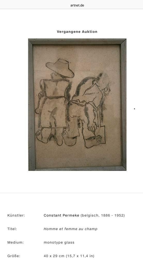 originele Permeke: homme et femme au champ, Antiek en Kunst, Kunst | Tekeningen en Fotografie, Ophalen