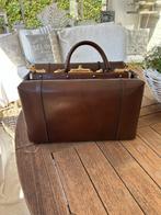 Beauty case Retro in leder, Handtassen en Accessoires, Beautycases, Ophalen, Gebruikt, Bruin, Met slot