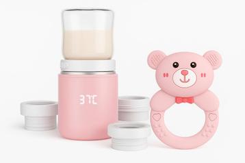 Draagbare USB-flessenwarmer + gratis bijtring beschikbaar voor biedingen