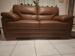 2 zit zetel bruin simili leer, kunstleer, Huis en Inrichting, Zetels | Zetels, Ophalen, 150 tot 200 cm, Tweepersoons, Zo goed als nieuw