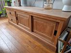 Teak TV meubel met 2 ruime lades en 2 schuifkasten, Ophalen, 150 tot 200 cm, Teakhout, Zo goed als nieuw
