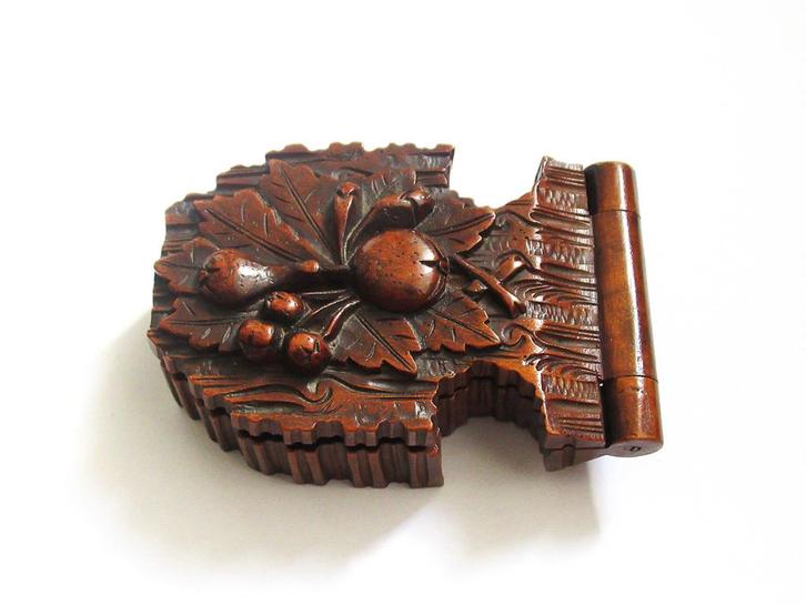 Antieke Jugendstil houten zakhorloge etui, Zwarte Woud 19ste, Antiek en Kunst, Kunst | Beelden en Houtsnijwerken, Ophalen of Verzenden