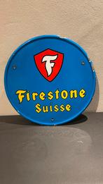 Plaque émaillée Firestone Switzerland., Comme neuf, Enlèvement ou Envoi, Panneau publicitaire