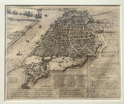 Perfect ingelijste gravure Spaanse Furie Antwerpen-Hogenberg, Antiek en Kunst, Kunst | Etsen en Gravures, Ophalen