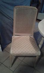 4 roos-witte eetkamerstoelen, Huis en Inrichting, Stoelen, Ophalen, Gebruikt, Riet of Rotan, Wit