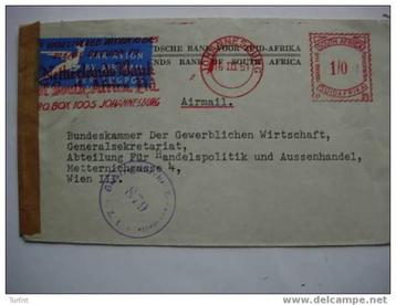 Johannesburg 16-3-51 airmail>Wien29-3-51 Censuur Wenen beschikbaar voor biedingen