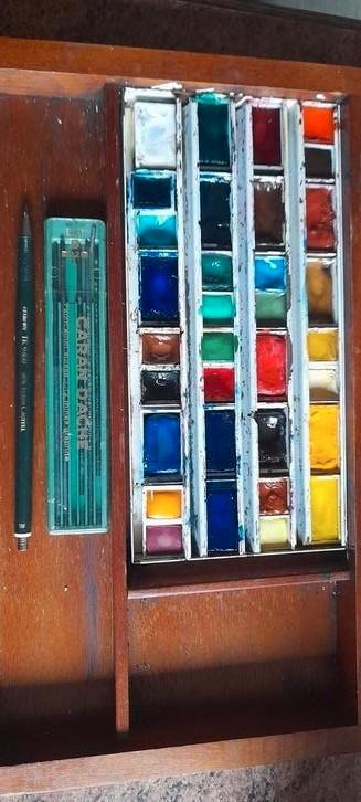 Doos met aquarelnapjes Winsor&Newton, Hobby en Vrije tijd, Schilderen, Gebruikt, Ophalen of Verzenden