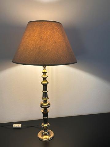 Prachtige vintage messing tafellamp 60/85 cm