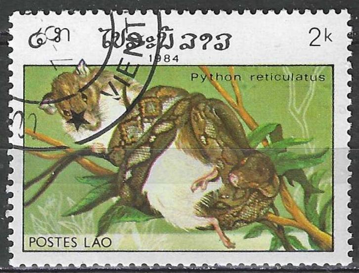Laos 1984 - Yvert 600 - Reptielen - Python reticulatus (ST), Postzegels en Munten, Postzegels | Azië, Verzenden