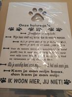 Nieuw groot houten bord met huisregels voor honden, Enlèvement ou Envoi, Neuf