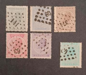 België: OBP 17/21 + 18a (●) Leopold I 1865. beschikbaar voor biedingen