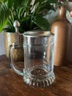 Antiek Bier Glas Met Tinnen Deksel, Antiek en Kunst, Ophalen