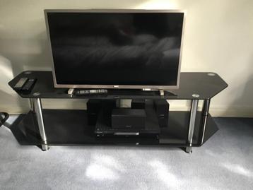 TV meubel zwart glas met chroom- 140cm breed
