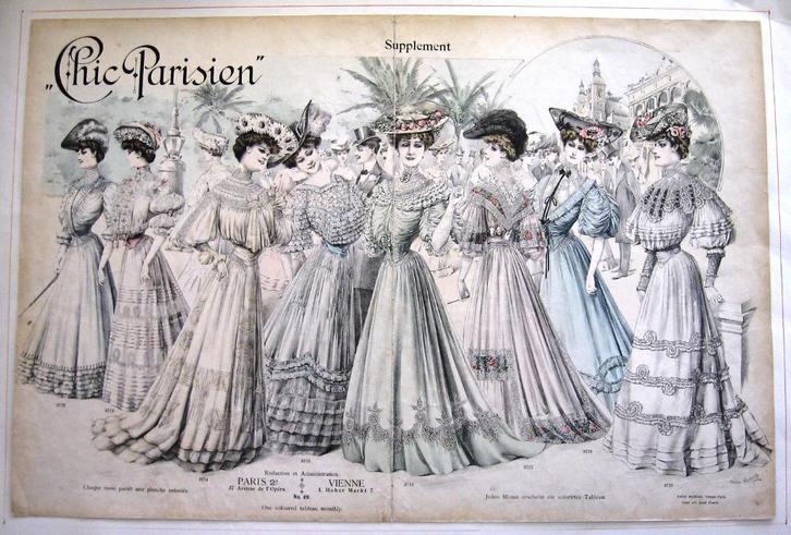 Prent Chic Parisien 72 Belle Epoque Mode A62-29, Antiek en Kunst, Kunst | Litho's en Zeefdrukken, Ophalen of Verzenden