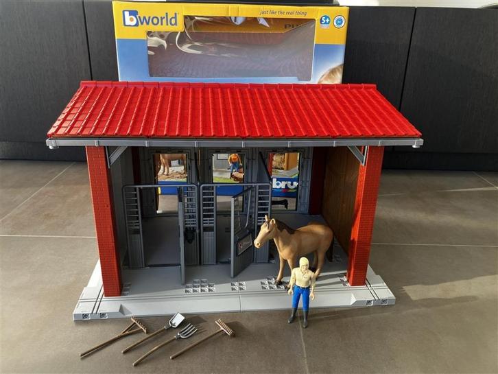 Bruder BWorld 62520 paardenstal met ruiter, paard, Kinderen en Baby's, Speelgoed |Speelgoedvoertuigen, Zo goed als nieuw, Ophalen