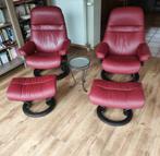 2 Stressless bordeaux et leurs reposes pieds, Huis en Inrichting, Fauteuils, Ophalen, Gebruikt, Leer