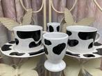 servies onderdelen met koevlekken, Ophalen of Verzenden, Zo goed als nieuw, Kop(pen) en/of Schotel(s)