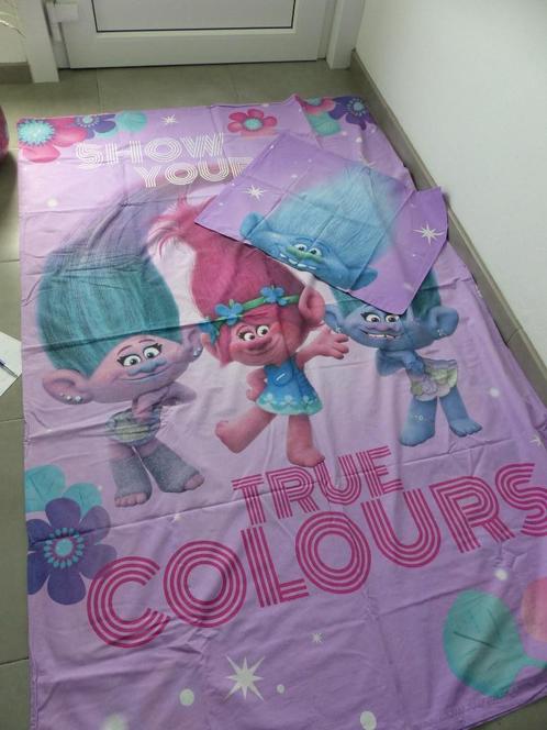 Dekbedovertrek Trolls - perfecte staat, Kinderen en Baby's, Kinderkamer | Beddengoed, Zo goed als nieuw, Dekbedovertrek, Paars