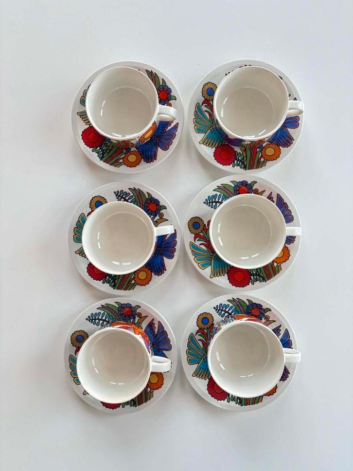 Villeroy & Boch Acapulco, 6 sets koffietassen + ondertassen, Maison & Meubles, Cuisine | Vaisselle, Utilisé, Tasse(s) et/ou soucoupe(s)