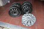 4 jantes tôle 61/2 J 16 H2 déport ET46 + enjoliveurs, Auto-onderdelen, Ophalen, Gebruikt, 16 inch, Velg(en)