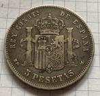 Zilveren 5 Pesetas 1888 Spanje, Postzegels en Munten, Zilver, Ophalen of Verzenden, Losse munt, Overige landen