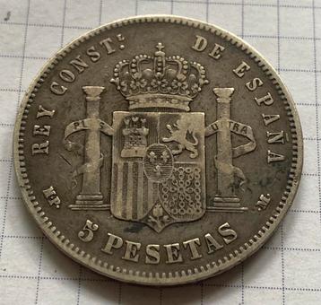 Zilveren 5 pesetas 1888 Espagne