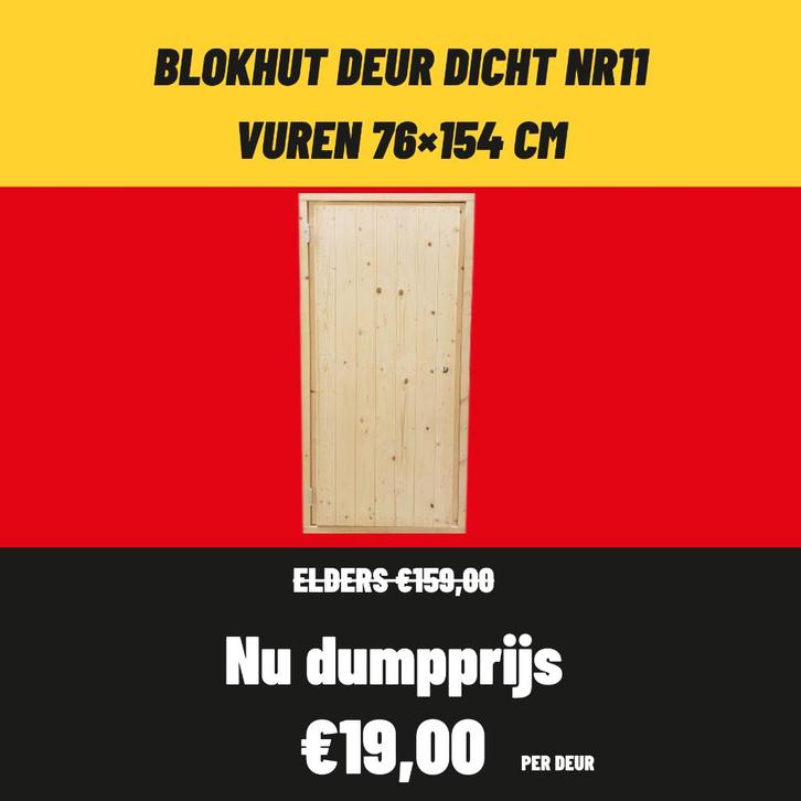 Blokhutdeur | Tuinhuis | Draai-/Kiepraam | Vuren deur & raam, Tuin en Terras, Tuinhuizen, Nieuw, Blokhut, Hout, Ophalen