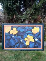 Grand cadre en bois avec imprimé floral, Charles Belle, Comme neuf, Enlèvement, Imprimé, 75 cm ou plus