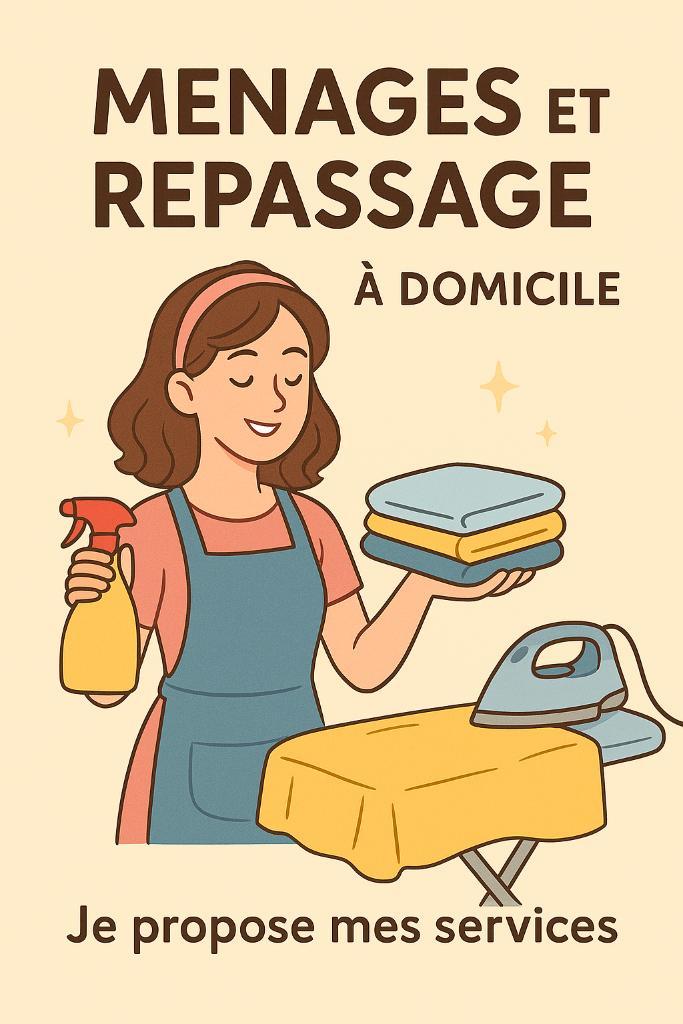 Repassage et ménage 10e/h, Maison & Meubles, Maison & Meubles | Autre, Neuf, Enlèvement
