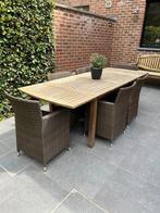 Tuintafel met 6 stoelen te koop, Tuin en Terras, Tuintafels, Ophalen, Gebruikt, Rechthoekig, Hout
