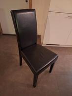 6 leren stoelen, Huis en Inrichting, Stoelen, Ophalen, Gebruikt, Zwart, Hout
