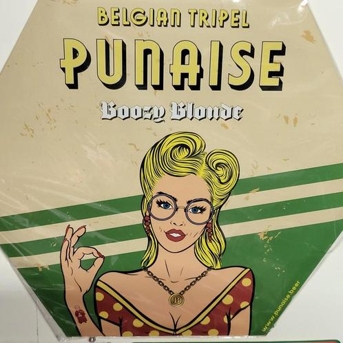 Punaise Belgian Tripel publiciteitsbord, Verzamelen, Biermerken, Zo goed als nieuw, Ophalen of Verzenden