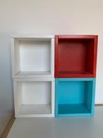 Bopita decoratie 4 kleine opberg kastjes wit blauw rood, Ophalen, Minder dan 50 cm, Gebruikt, Scandinavisch