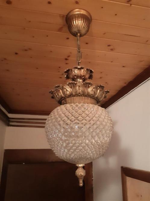 vintage 3 hanglampen en klassieke plafonniere jaren 50/60, Antiek en Kunst, Antiek | Verlichting, Ophalen