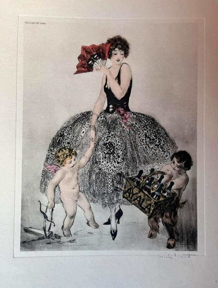 Vintage litho Ayala Champagne – Louis Icart stijl, Antiek en Kunst, Kunst | Etsen en Gravures, Ophalen
