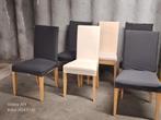 6 IKEA stoelen + 4 nieuwe witte en 4 grijze hoezen, Gebruikt, Ophalen