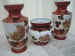 Vintage Opaline set vazen ( 3stuks) handgeschilderd, Ophalen of Verzenden