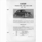 Kaiser K-491 K-492 K-501 K-502 Vraagbaak losbladig 1949-1950, Utilisé, Enlèvement ou Envoi