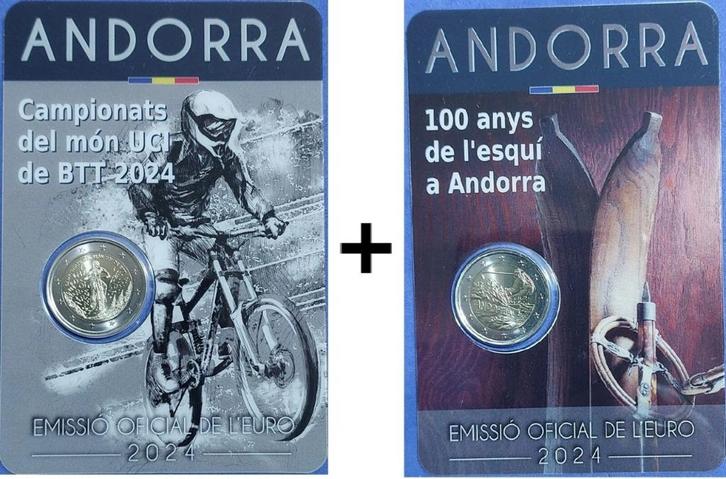 Andorra 2024 - 2 euro - Skisport + Mountainbike - 2x 10 st., Postzegels en Munten, Munten | Europa | Euromunten, Setje, 2 euro