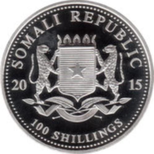 Éléphant de 100 shillings ; pièce en argent de 1 oz 2015, Timbres & Monnaies, Monnaies | Europe | Monnaies non-euro, Monnaie en vrac