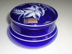 vintage BOHEMIA MOSER cobalt blue glass box handmade czechos, Antiek en Kunst, Ophalen of Verzenden