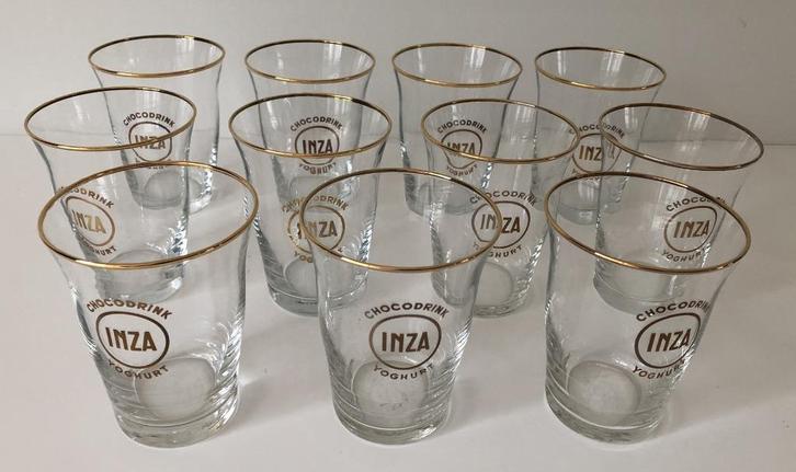 INZA Chocodrink Joghurt - drinkglazen - 11 stuks, Verzamelen, Glas en Drinkglazen, Gebruikt, Overige typen, Ophalen of Verzenden