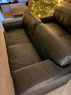 2 zwarte, lederen zetels, Huis en Inrichting, Zetels | Zetels, Ophalen, Gebruikt, Rechte bank, Leer