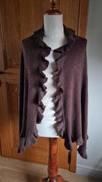 Sjaal bruin met motief en pomponnetjes, Ophalen, Sjaal