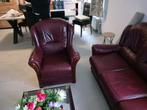Bourgondische lederen lounge viduel, Ophalen, Gebruikt, Rechte bank, Classique
