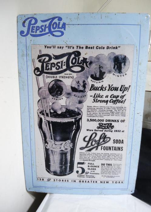 Panneau d'affichage Pepsi Cola 60 x 40 métal USA Collect👀😎, Collections, Marques & Objets publicitaires, Utilisé, Panneau publicitaire