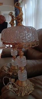 vintage crystal met brons tafellamp., Antiek en Kunst, Ophalen
