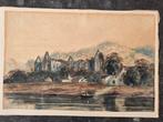 Aquarel gesigneerd door Burgers. Uitzicht op de abdij van Ti, Antiek en Kunst, Ophalen
