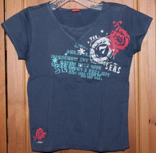Donkerblauw T-shirt van s.Oliver (mt 128-134), Kinderen en Baby's, Kinderkleding | Maat 128, Zo goed als nieuw, Meisje, Shirt of Longsleeve