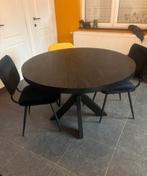 Mangohouten zwarte ronde eettafel, Huis en Inrichting, Ophalen, Zo goed als nieuw